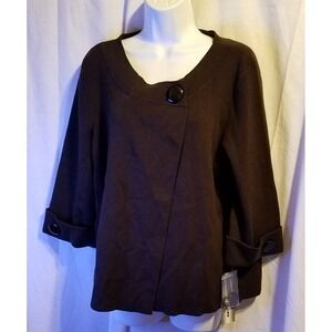 Nygard Collection Wrap Top‎ Jacket Brown Button Size Large NWT